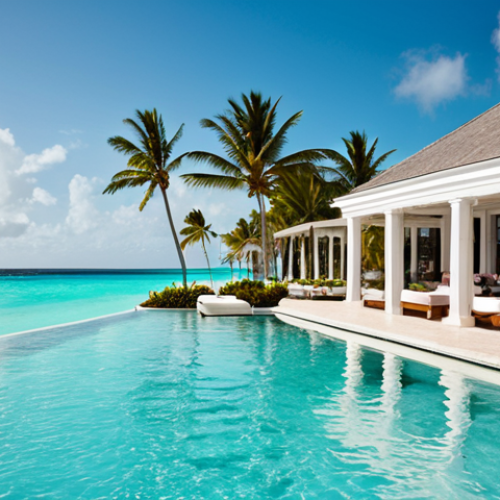 Home 11 **
"A luxurious beachfront resort in the Bahamas, featuring a private beach with crystal-clear turquoise water. Elegant architecture with palm trees, a stunning infinity pool, and guests enjoying cocktails. Focus on the upscale ambiance and pristine beauty. Consider The Ocean Club, A Four Seasons Resort, Bahamas as inspiration."
**